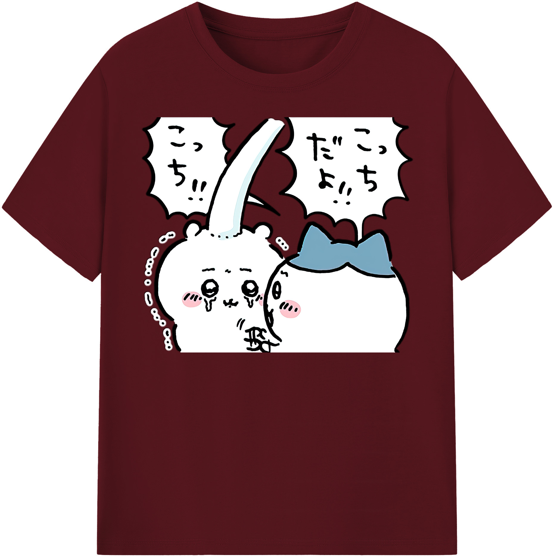 （画像用） ちいかわ ハチワレ Chii-kawa hachiware 綿100％半袖Tシャツ（フロントプリント）